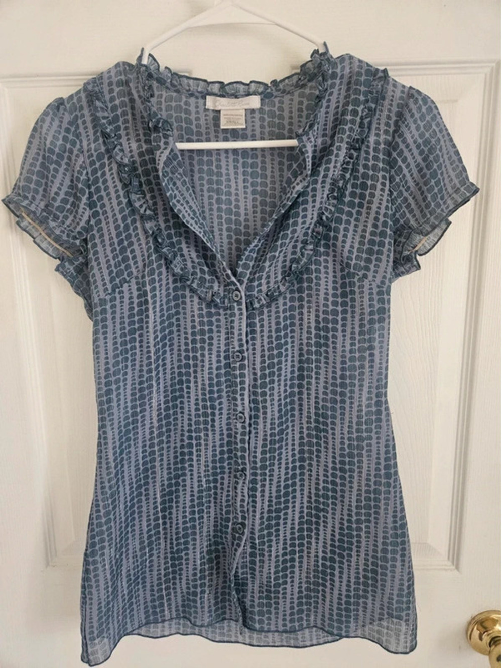 Charlotte Russe Women's Small Blue Polka Dot Blouse Sheer